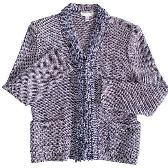 St. John Sport Boucle Wool Ruffled Blazer SZ M